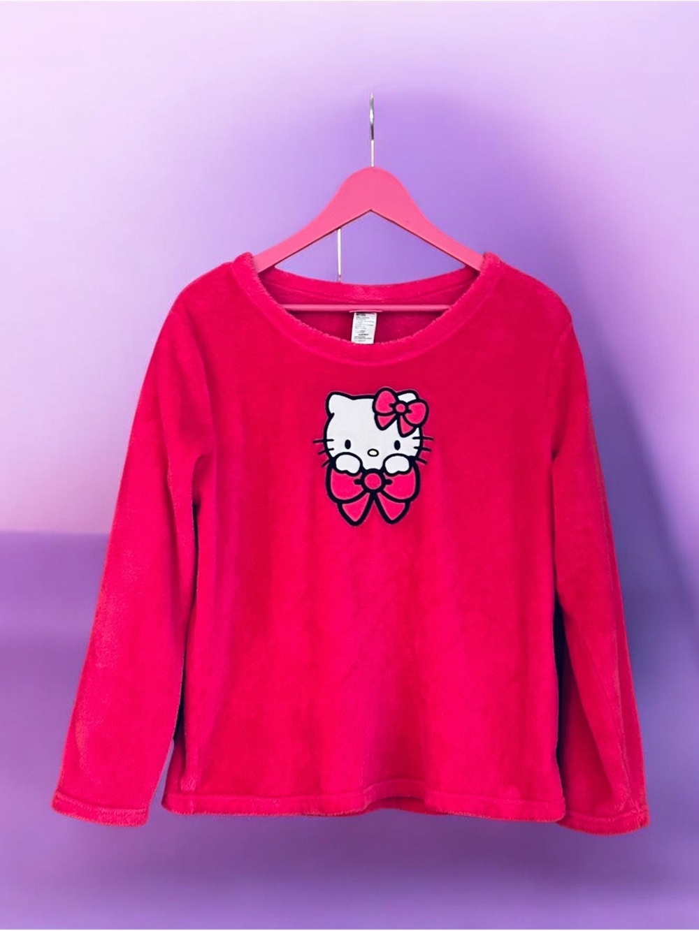Hello Kitty Hot Pink Girls Fleece Pullover Pajama Top Size Large